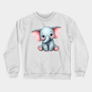 Happy and cute elephant watercolor painting Crewneck Sweatshirt